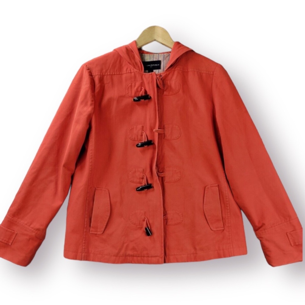 BANANA REPUBLIC Cotton Hooded Toggle Coat Tangerine Large